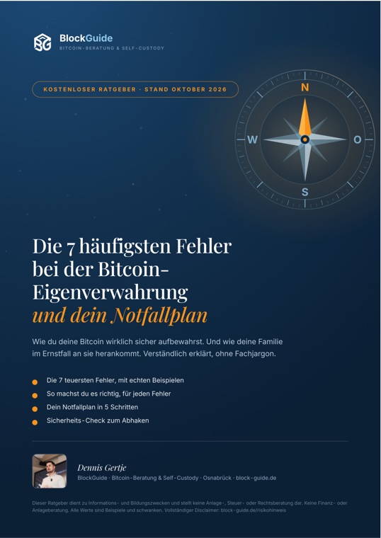Ratgeber: Die 7 häufigsten Fehler bei der Bitcoin-Eigenverwahrung, Titelseite