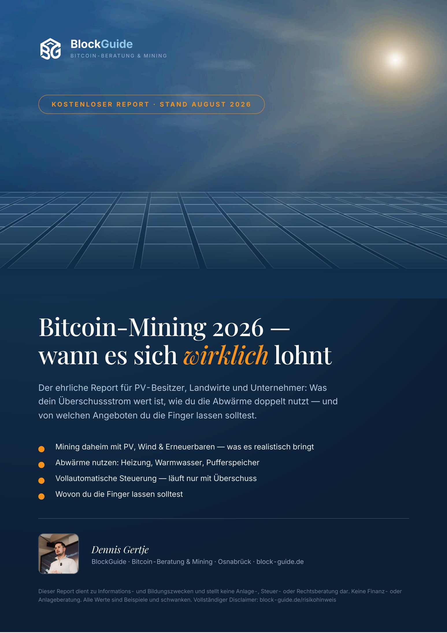 Bitcoin-Mining-Report, Titelseite